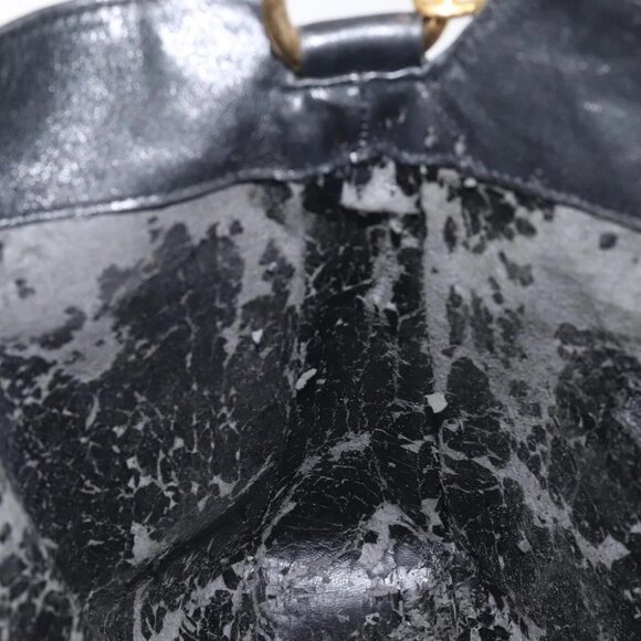 GUCCI Bamboo Hand Bag Leather Black Gold 001 0166 1638 Auth 130572 - Picture 8 of 16